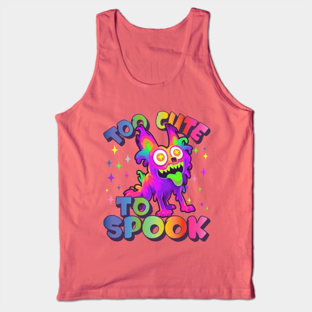 Too Cute To Spook Rainbow Wolf Ghost Funny Joke Tank Top by RuftupDesigns